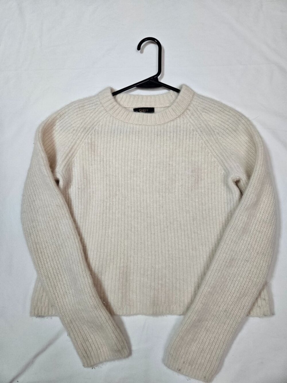 Quince 100% Cashmere Cream Fisherman Crewneck Sweater Small Cozy Quiet Luxury✨🤍